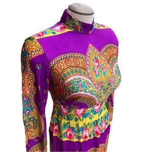 Irving Nadler | Stunning Rare Vintage 70s Union Made Psychedelic Maxi Dress